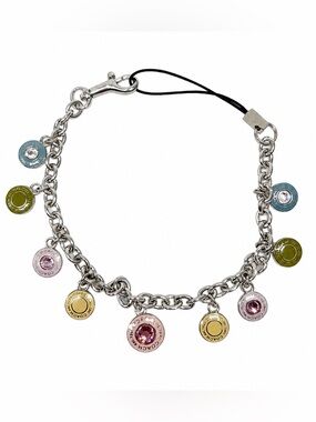 Coach Silver-Tone Pastel Enamel Disc Charm Bracelet or Purse Accessory
